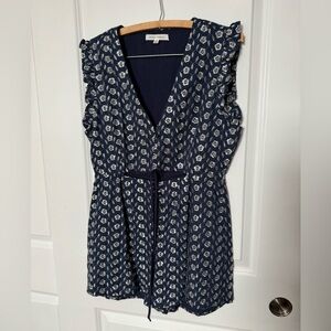 honey punch blue and silver embroidered romper